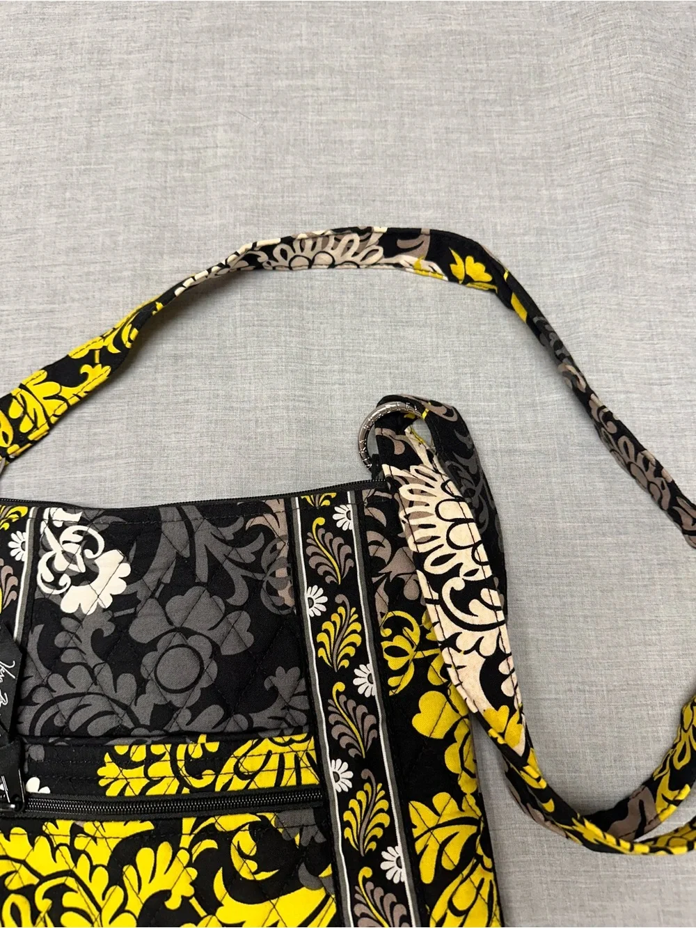 Vera Bradley Black and Yellow Floral Quilted Crossbody Bag